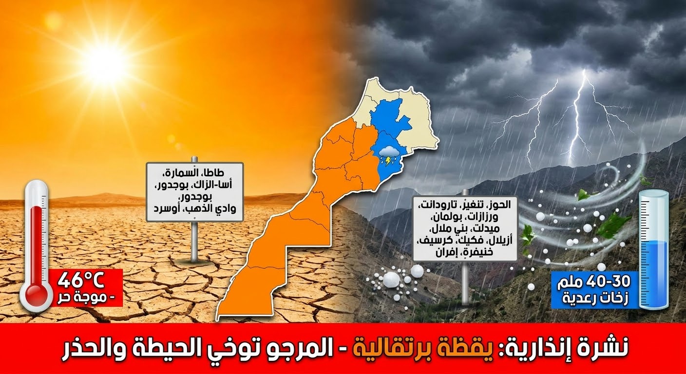 موجة حر وزخات رعدية وتساقط للبرد تضرب عدداً من مناطق المغرب