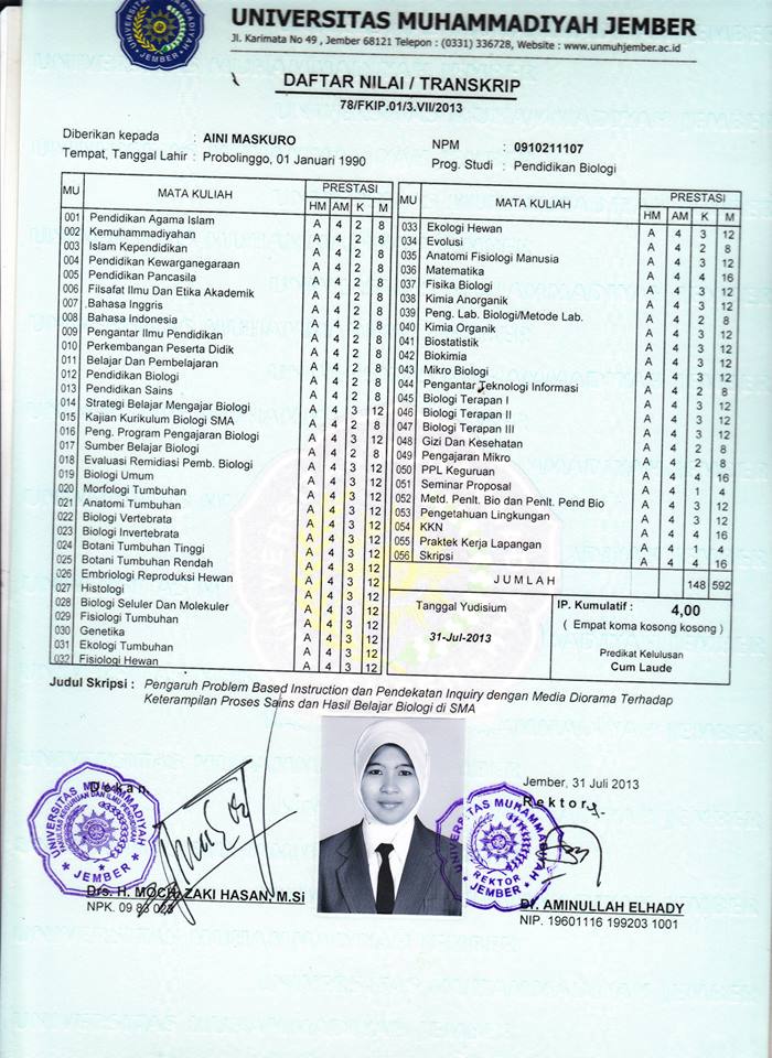 Aplikasi portal mahasiswa merupakan portal informasi bagi mahasiswa. Hot Contoh Transkrip Nilai S1
