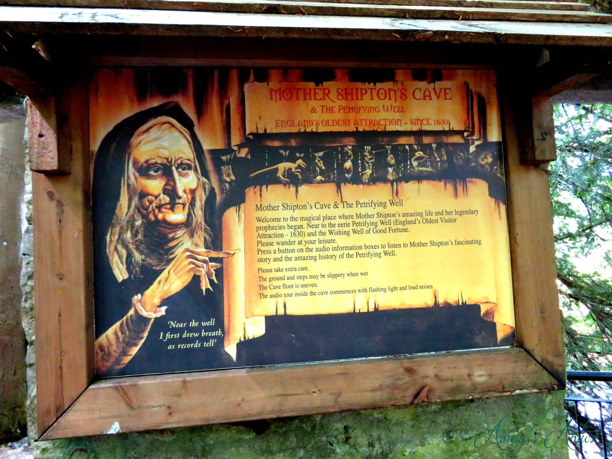 Mother Shipton's Cave information sign