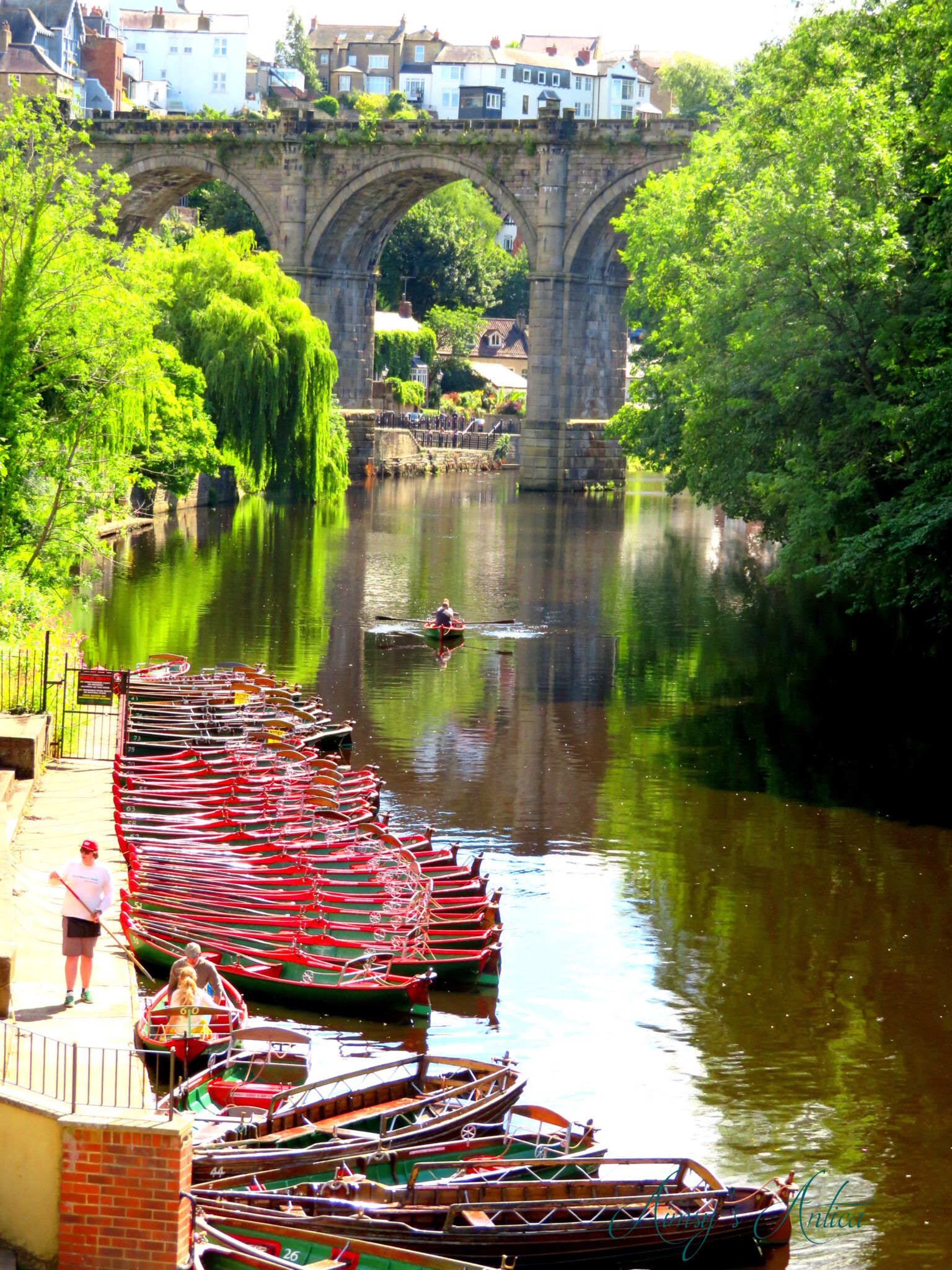 Rowing boats along the Knaresborough river