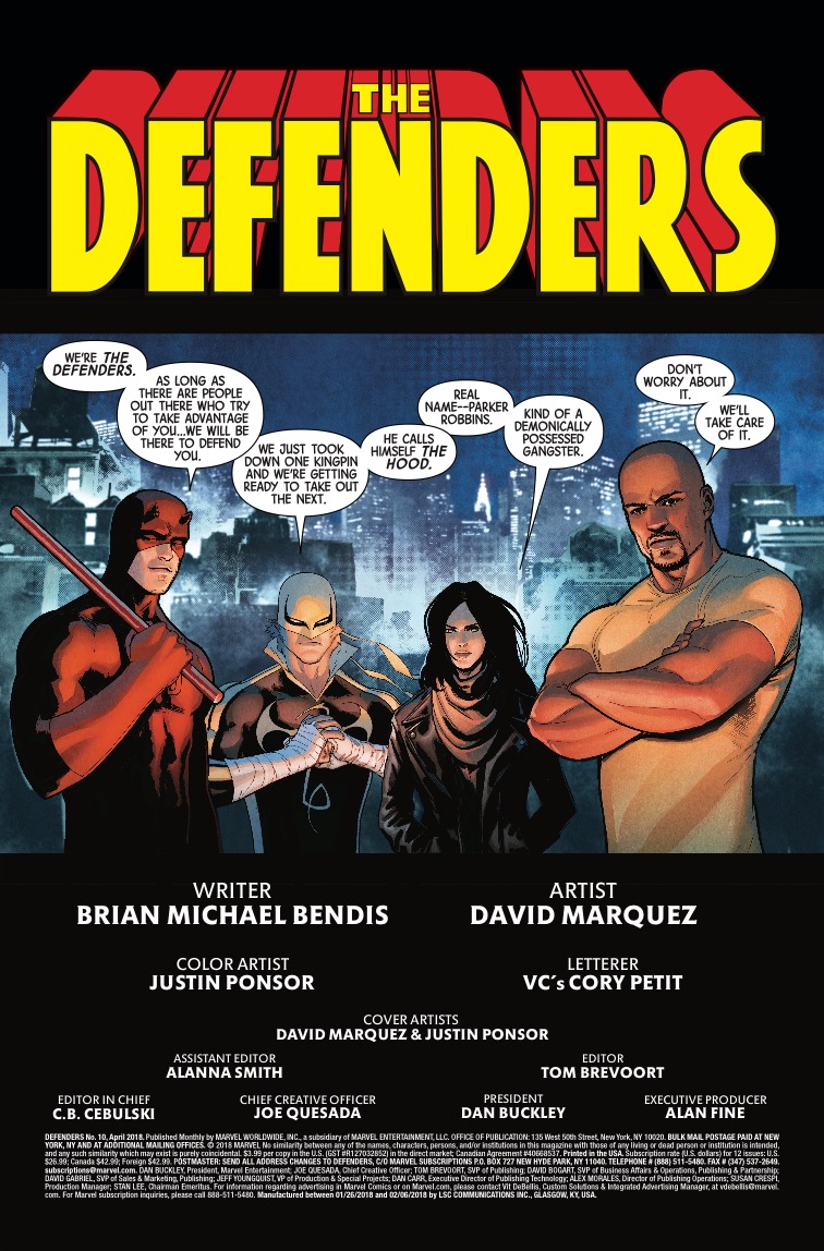 Brian Michael Bendis, comic books, David Marquez, Marvel, review The Defenders #10 Review
