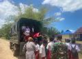 Siswa SD YPK Kuller Naik Truk Satgas Pamtas Yonif 726/Tml Demi Ikuti UNBK
