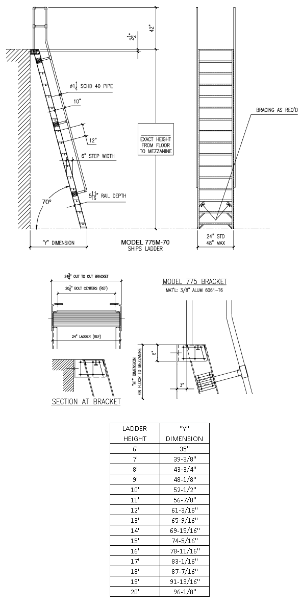 Hardwood flooring is known for its durability and longevity. M1000-70 - 70Â° Ships Ladder - Alaco Ladder