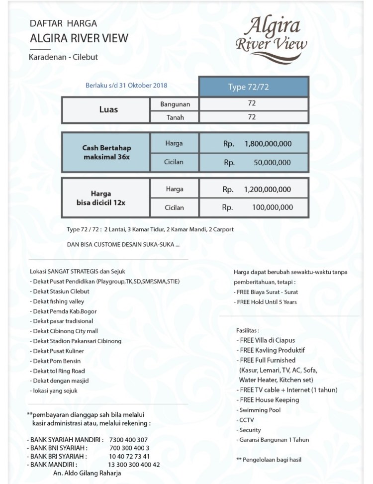 harga algira river view