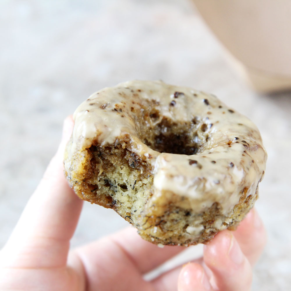Baked peanut butter banana chocolate chip doughnuts. Coffee Glazed Banana Bread Mochi Donuts Recipe Baked From Scratch All Purpose Veggies