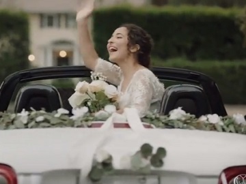 She takes off in the passenger seat of a nissan note, as a runaway bride. Weddingsaremayhem All Tv Spots