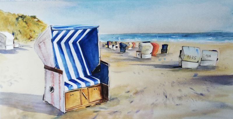 Sonnenuntergang Am Ostseestrand Originale Malerei