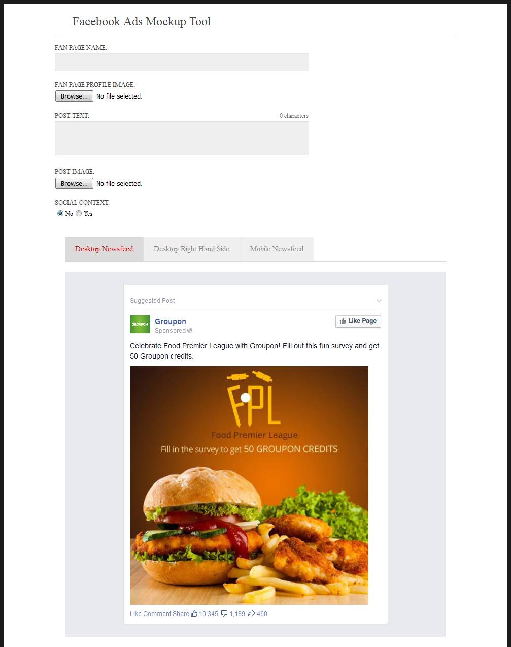 Create a mock up of your ad ideas, share with your teammates . Facebook Ads Mockup Tool Advertisement Tools