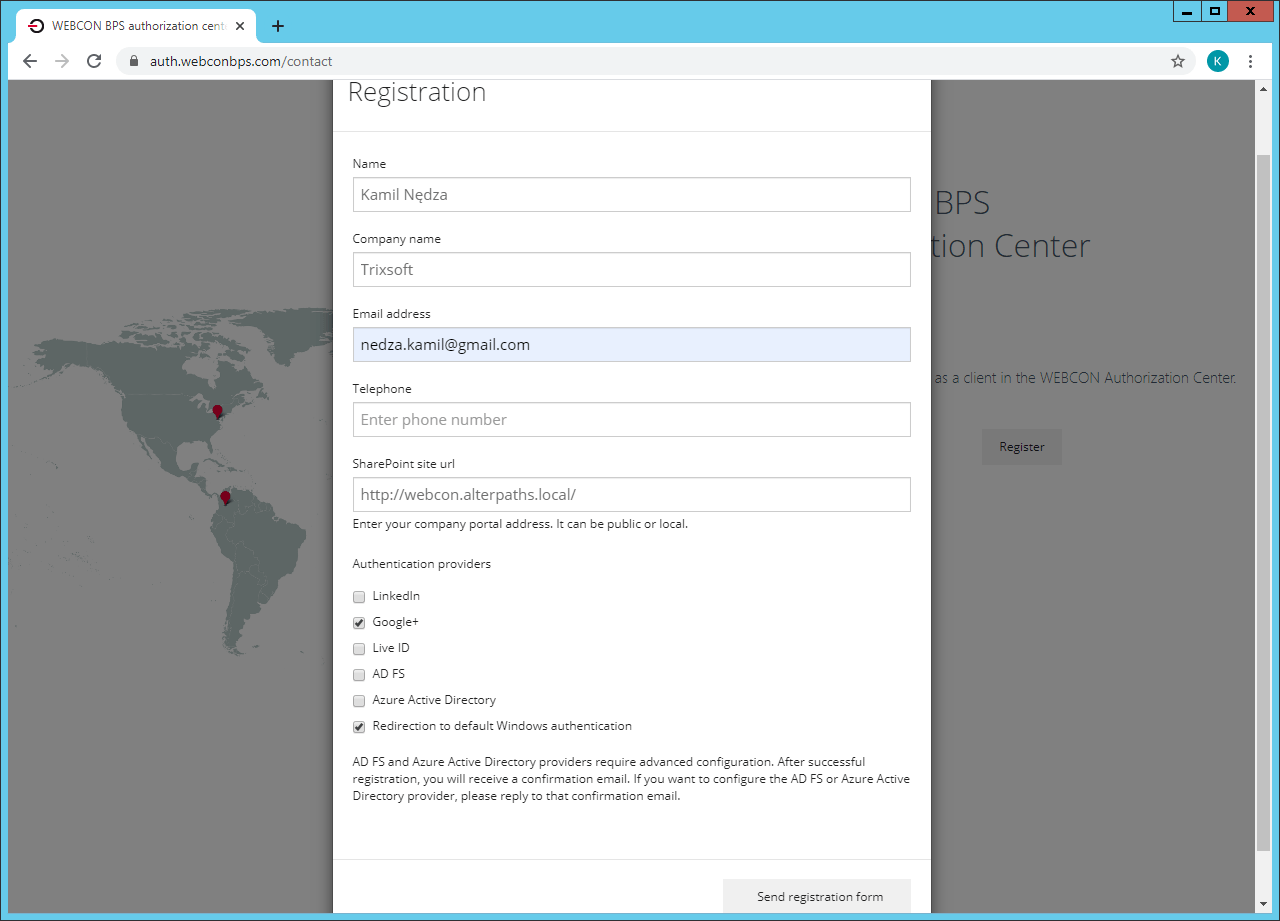 BPSAuth registration form