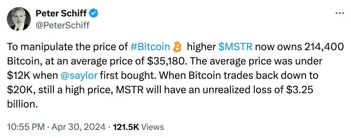 Peter Schiff critique BTC
