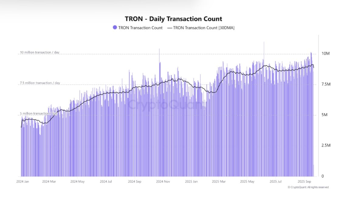 Tron daily transactions