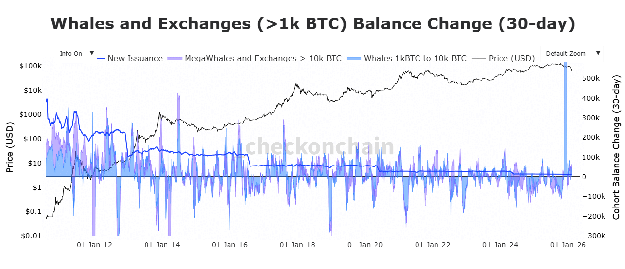 Les baleines Bitcoin pour échanger des changements de balance