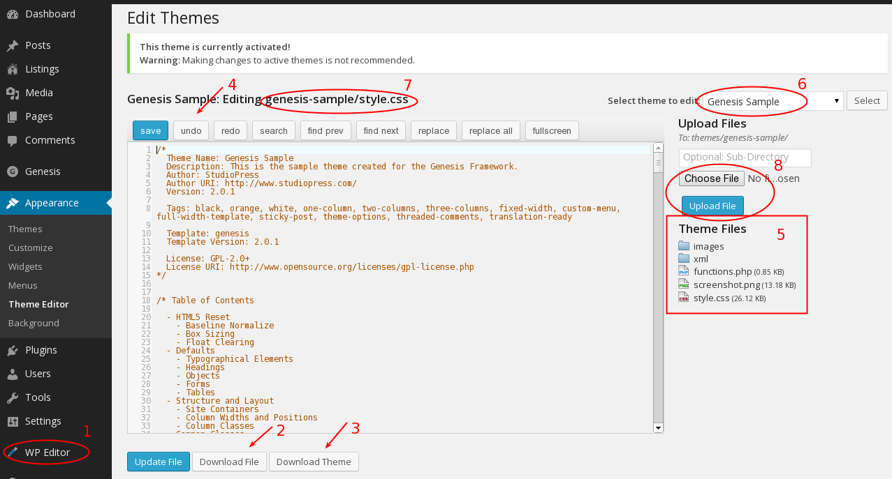 Learn how to use a custom css plugin to edit styles on your wordpress blog or website. How to Safely Edit Your WordPress Theme Files