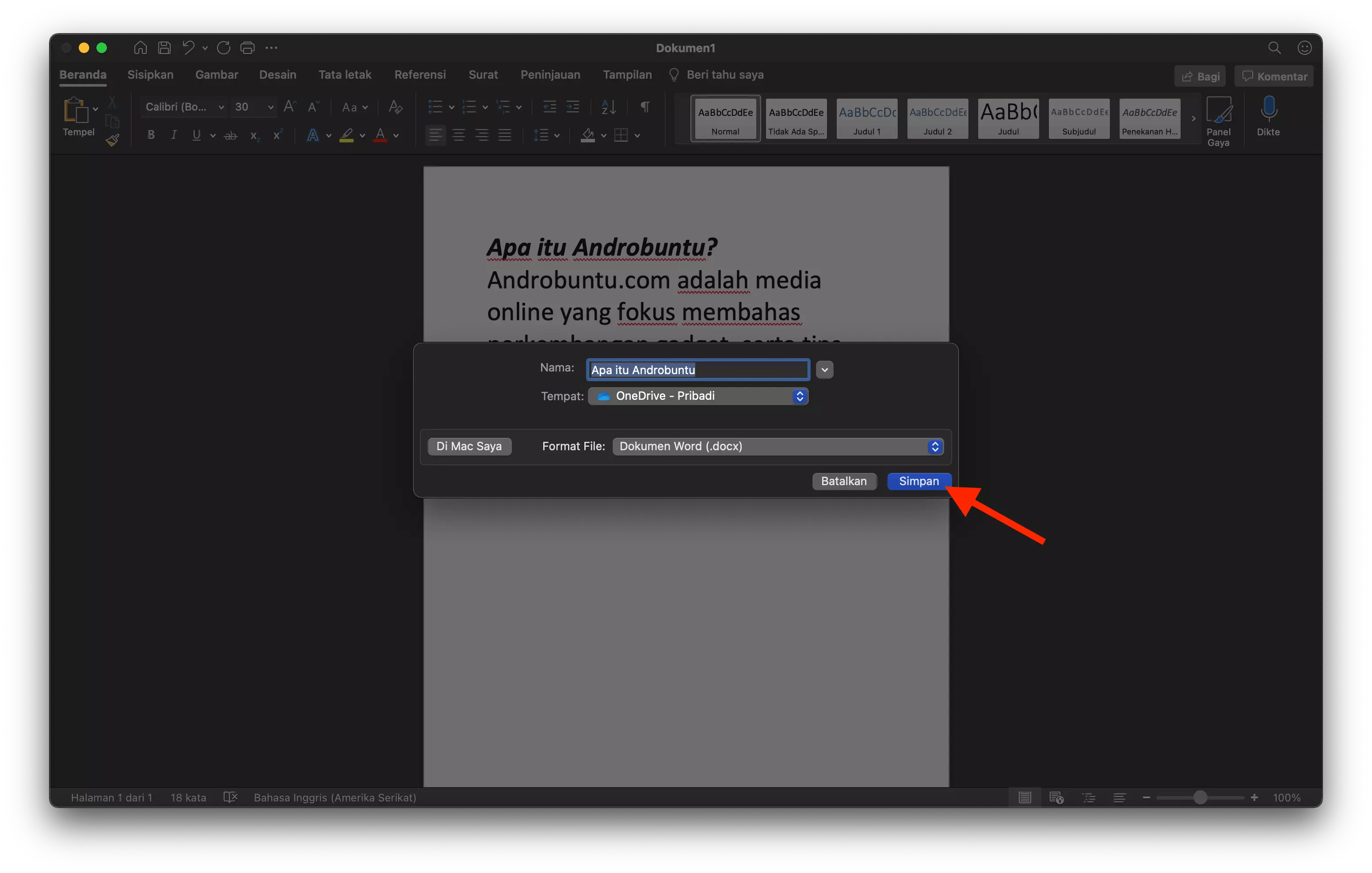 Cara Menyimpan Dokumen di Microsoft Word - Androbuntu