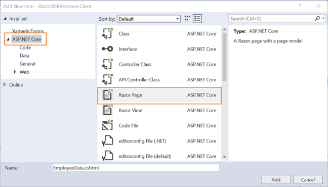 Blazor CRUD using Google Cloud Firestore