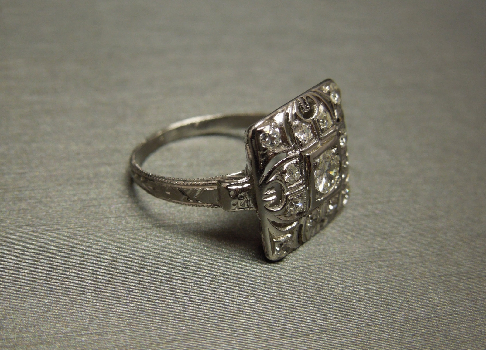 Gold is a great investment because it maintains its value in the long term. Art Deco Square Diamond Engagement Ring .42TCW C1940