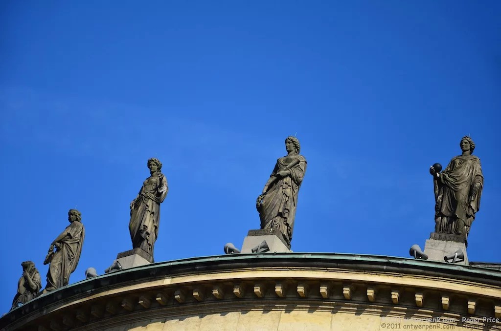 Statues around the top of the Bourla