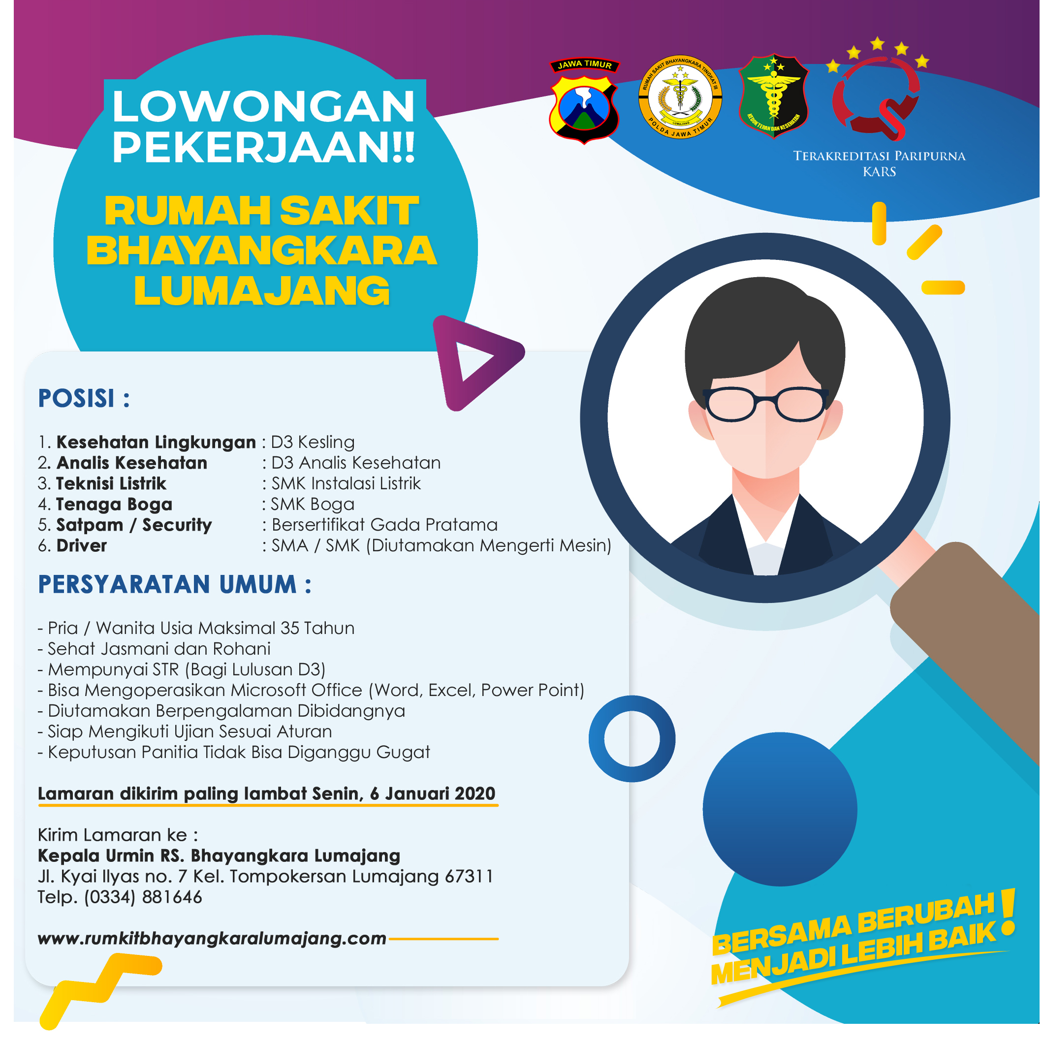 Setidaknya ada 7 lowongan kerja. Rs Bhayangkara Lumajang