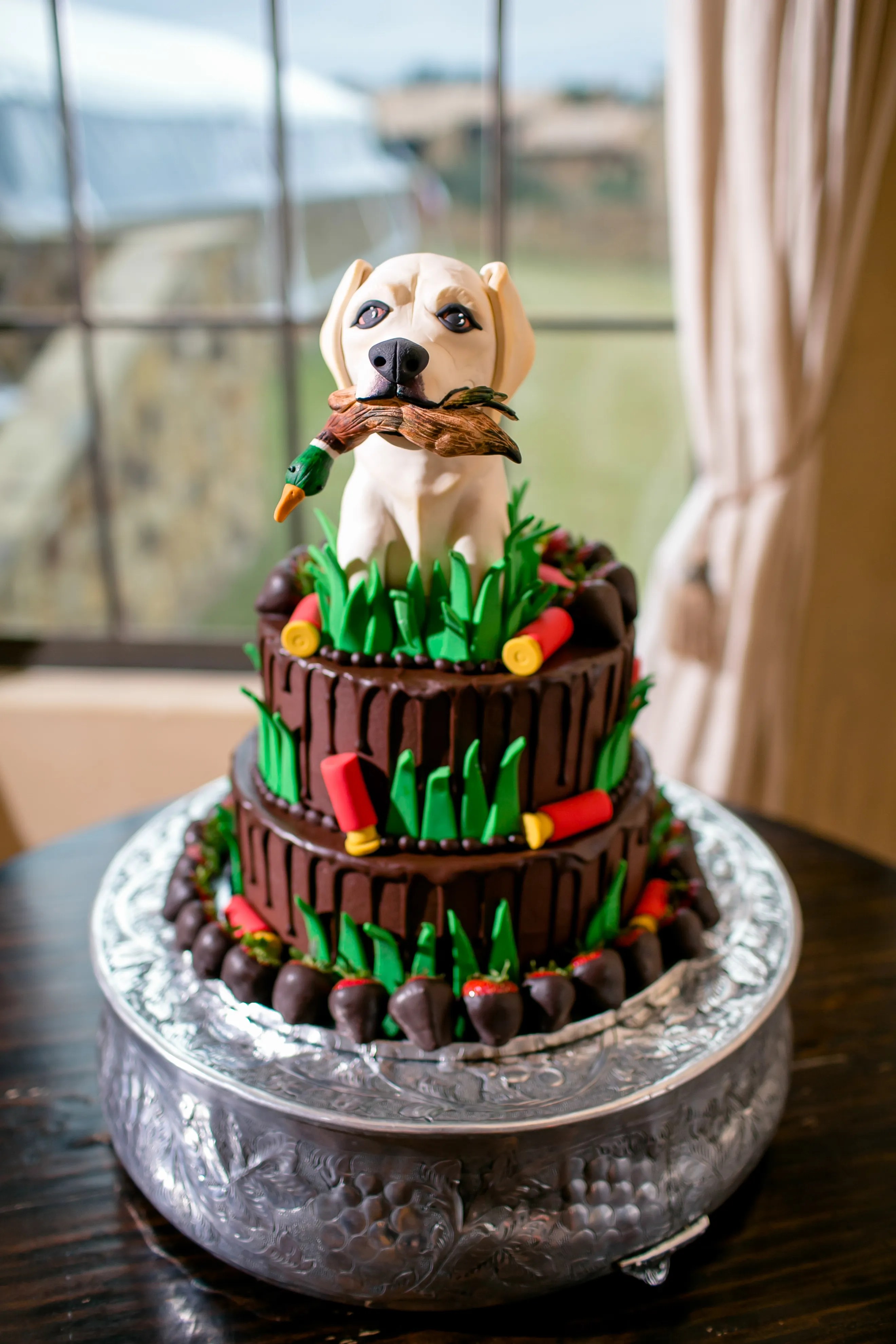 If you have multiple 1password accounts and email addresses, make sure you're using the . Whimsical Groom's Cake with Hunting Dog Topper