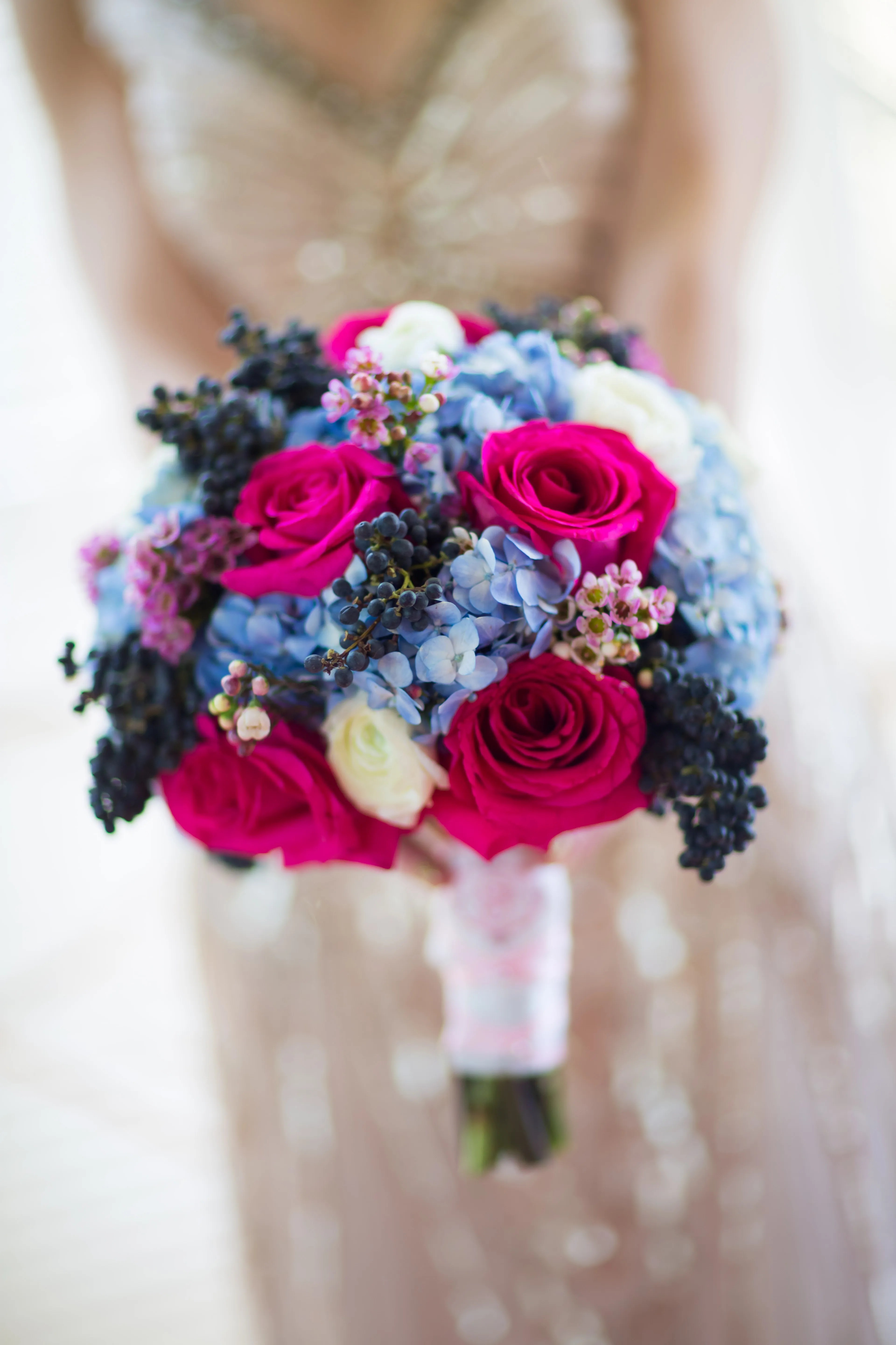 Download, print or send online! Bright Blue and Pink Bridal Bouquet