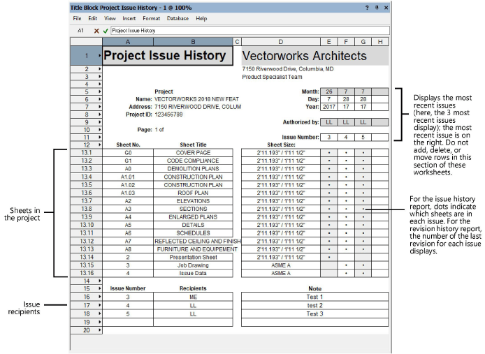 project revision and issue history worksheets