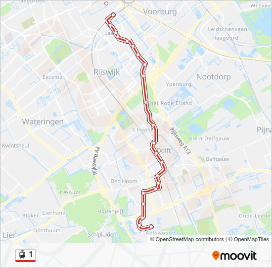 1 Route Schedules Stops Maps Delft Tanthof