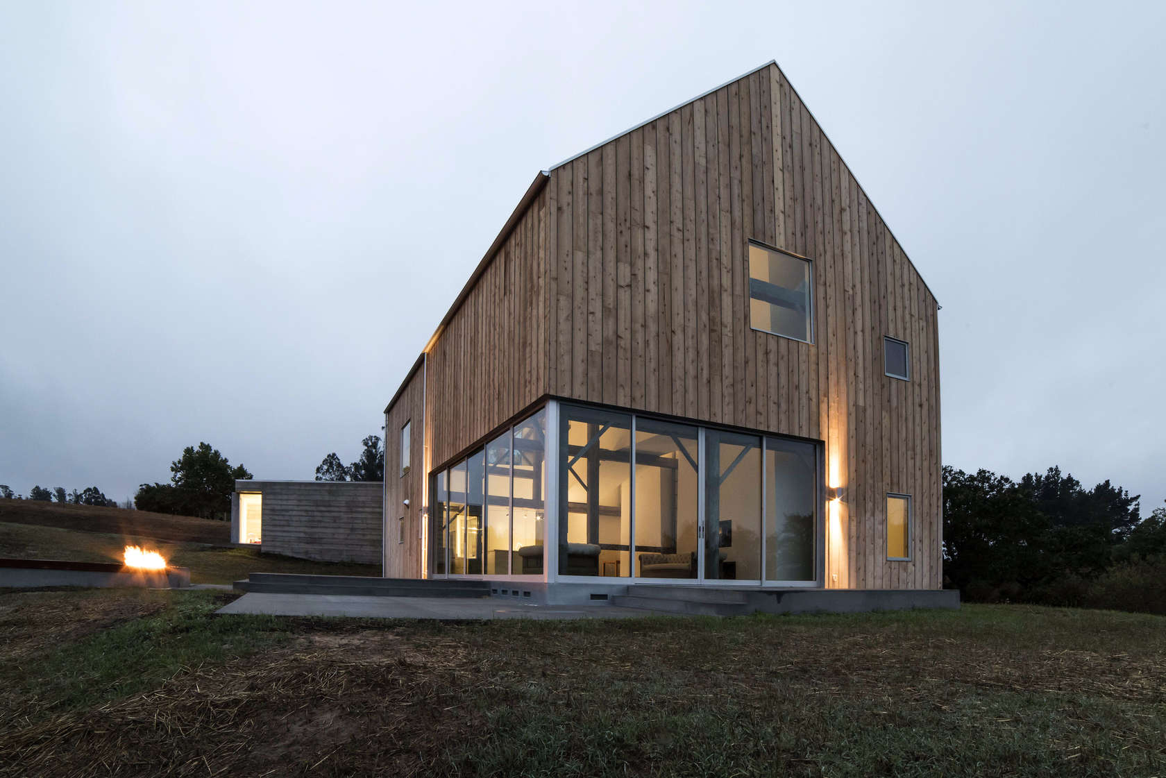 A pole barn is one. Wooden Houses: a series of residential buildings that
