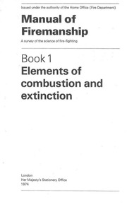 The item manual of firemanship. Manual Of Firemanship Book 1 Elements Of Combustion And Extinction 1974
