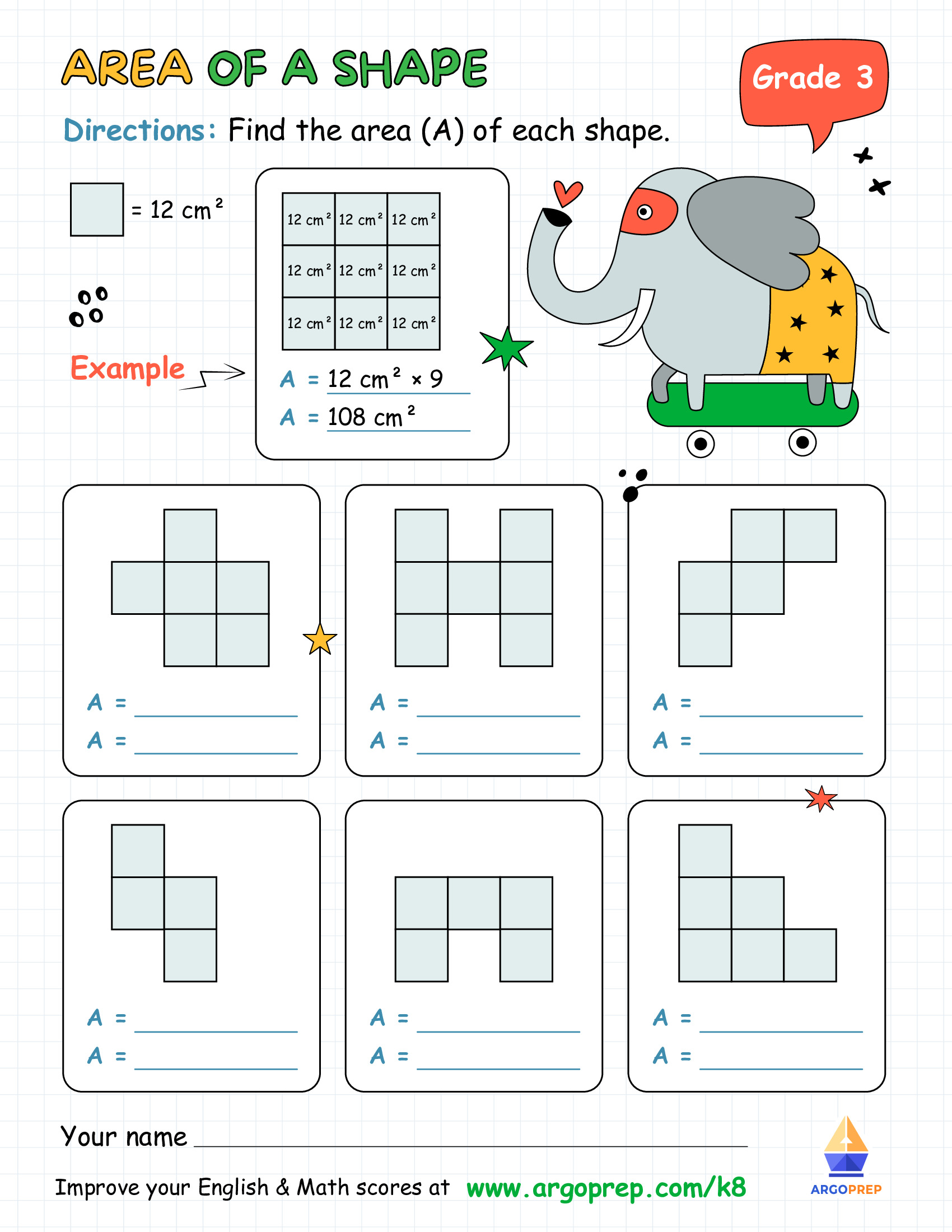 area of 2d shapes with quantum elephant argoprep