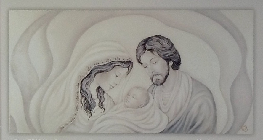 Quadro In Legno "Rinascere E Sorridere-Sacra Famiglia" In Bianco E Nero Effetto A Matita Cm.80X40X4 - Arte Sacra Candotti 472_x_888_jpg