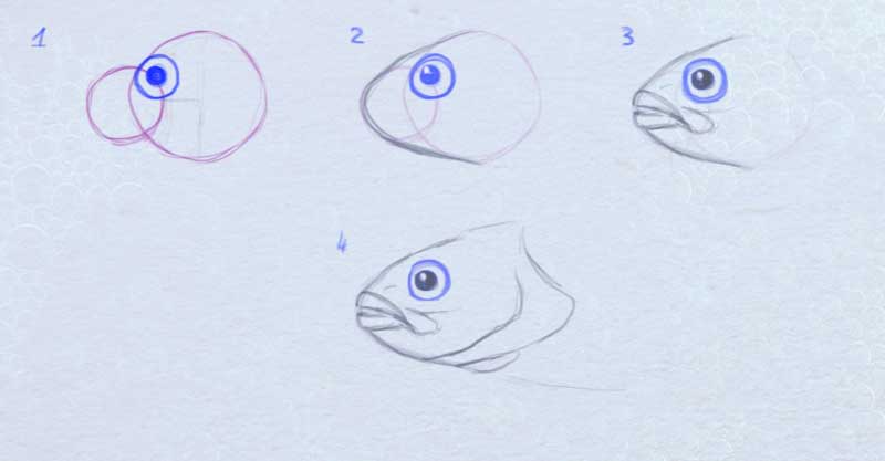 нарисовать рыбки в воде