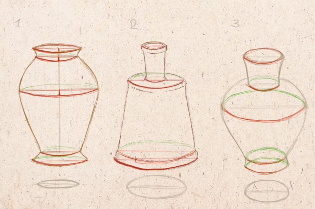 как нарисовать вазу пошагово