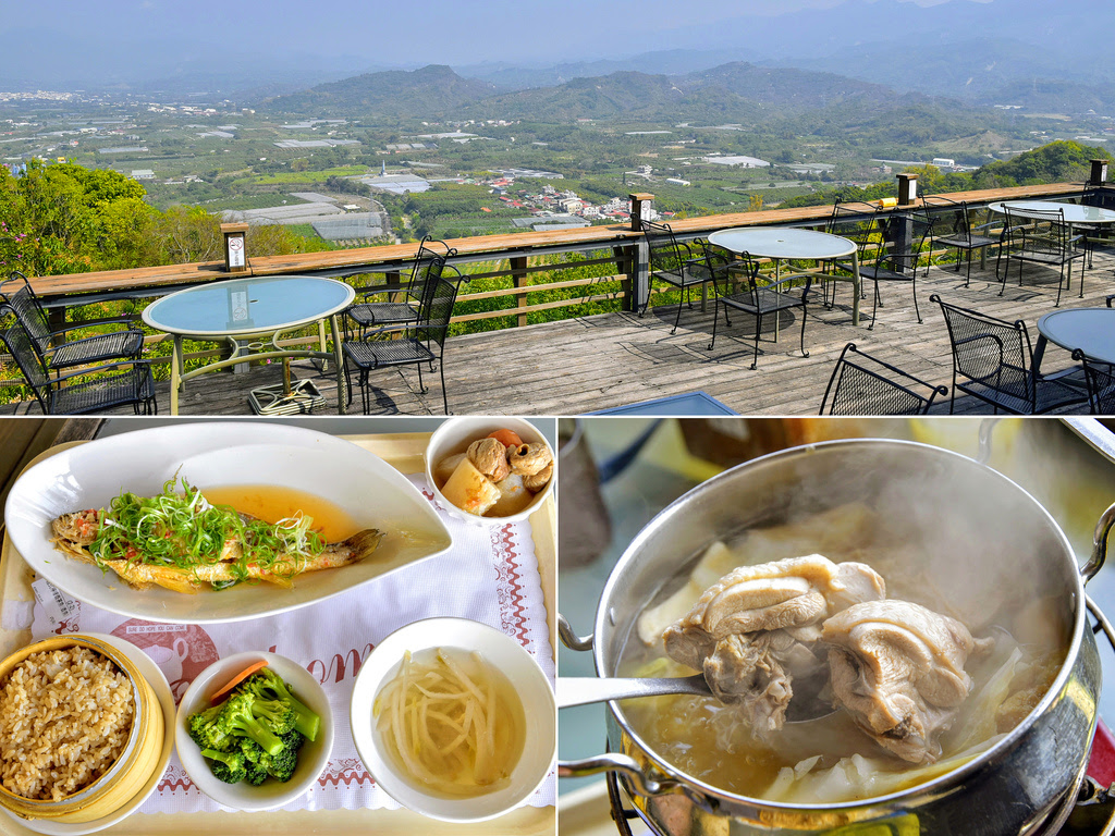 台南玉井【綠色空間】虎頭山景觀餐廳，眺望山中小鎮的景致