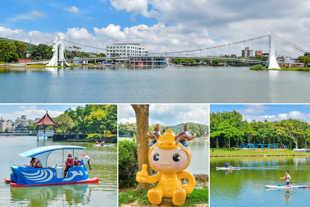 桃園景點【龍潭大池】觀光吊橋、立槳、天鵝船、兒童遊憩區、龍潭南天宮