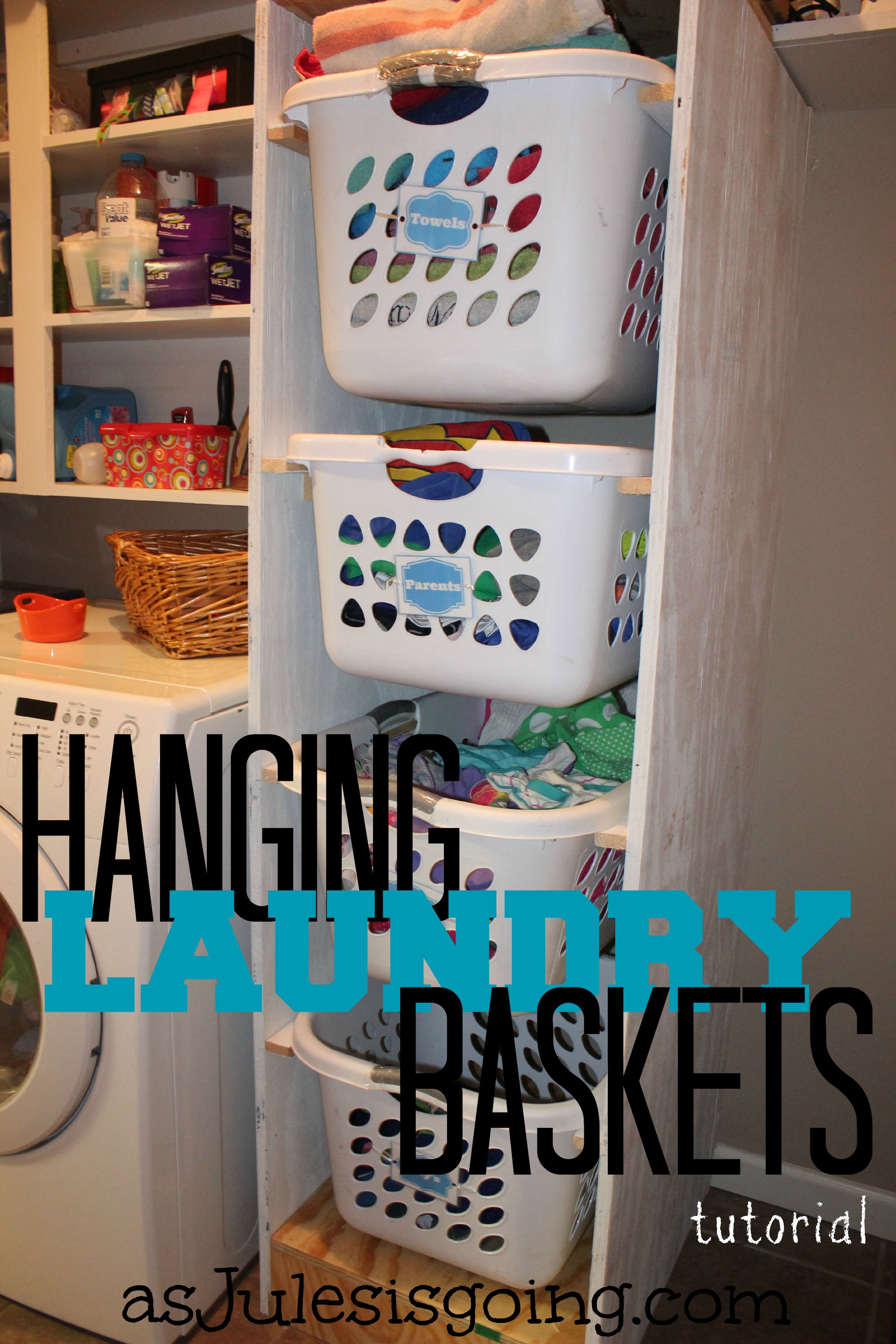 Hanging Laundry Baskets tutorial - as Jules is going