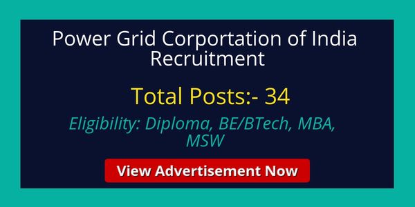 Power Grid Recruitment Diploma Trainee, Jr. Officer Trainee