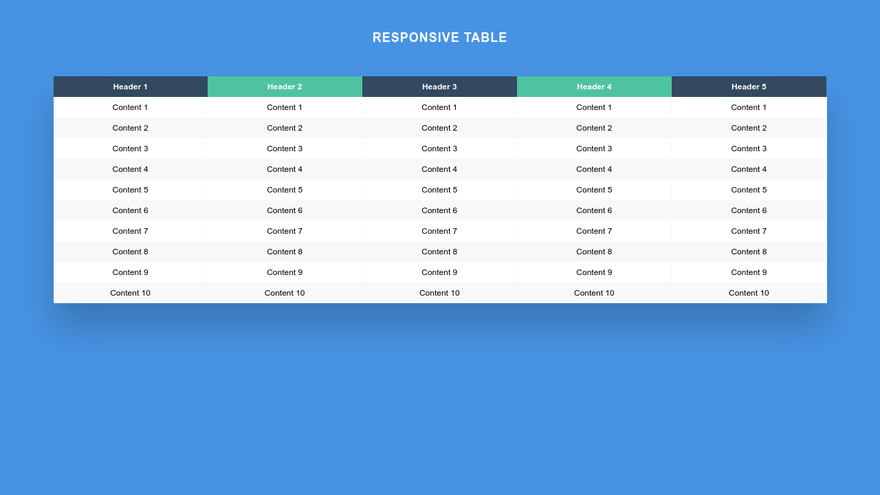 Fixed table header with simple jquery code. Responsive Table HTML and CSS Only