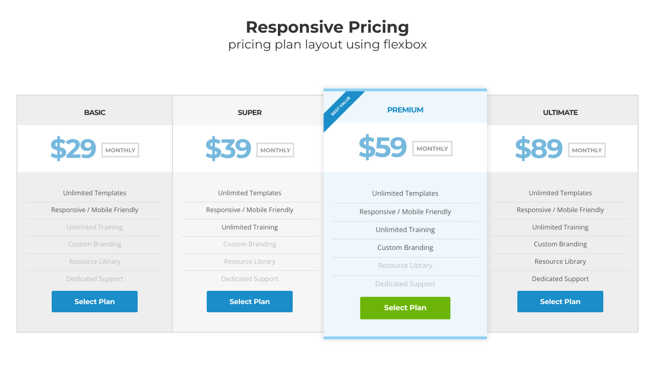 Working version of cosmin negoita's mini pricing table. Pricing Tables