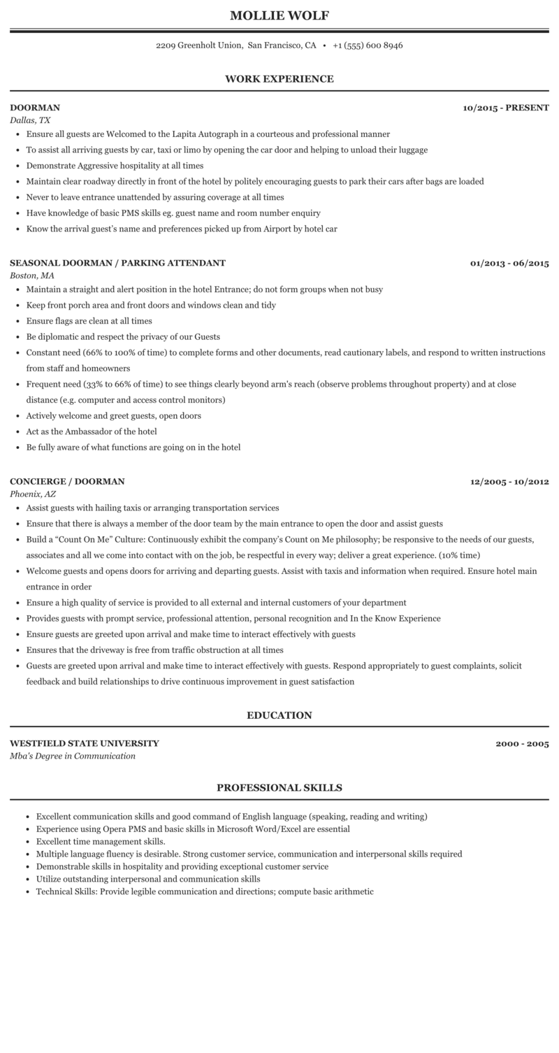 Essays on why english should be the official language. Doorman Resume Sample Mintresume