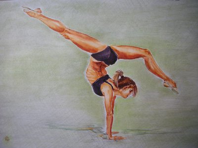 Nero Ginnastica Ritmica Disegni : Ginnasta disegno originale ad acquerello matite e gesso ...