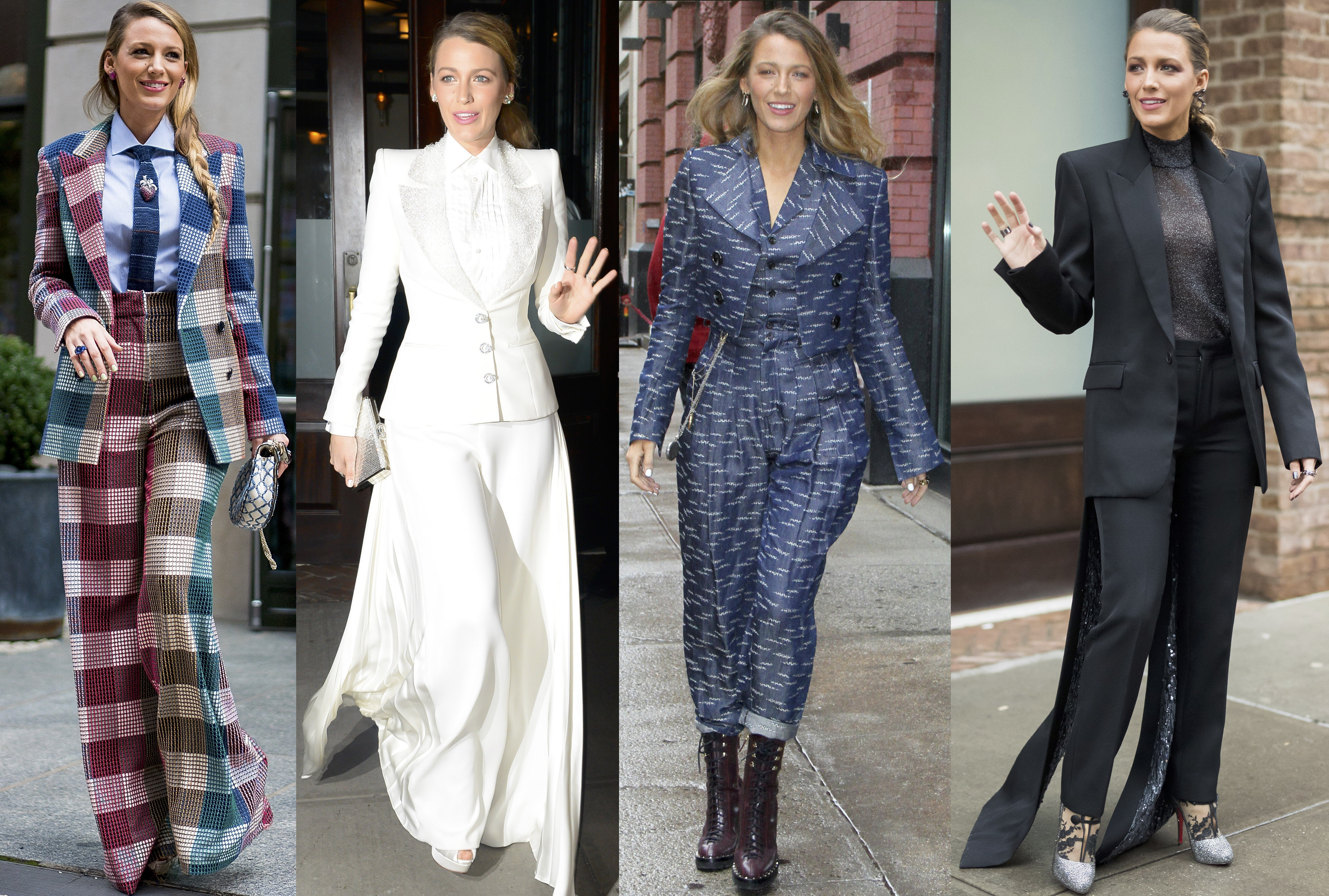 Designers including ralph lauren and versace are known to be some of the actresses' favourites. Here S Why Blake Lively Only Wore Suits For A Month Paper