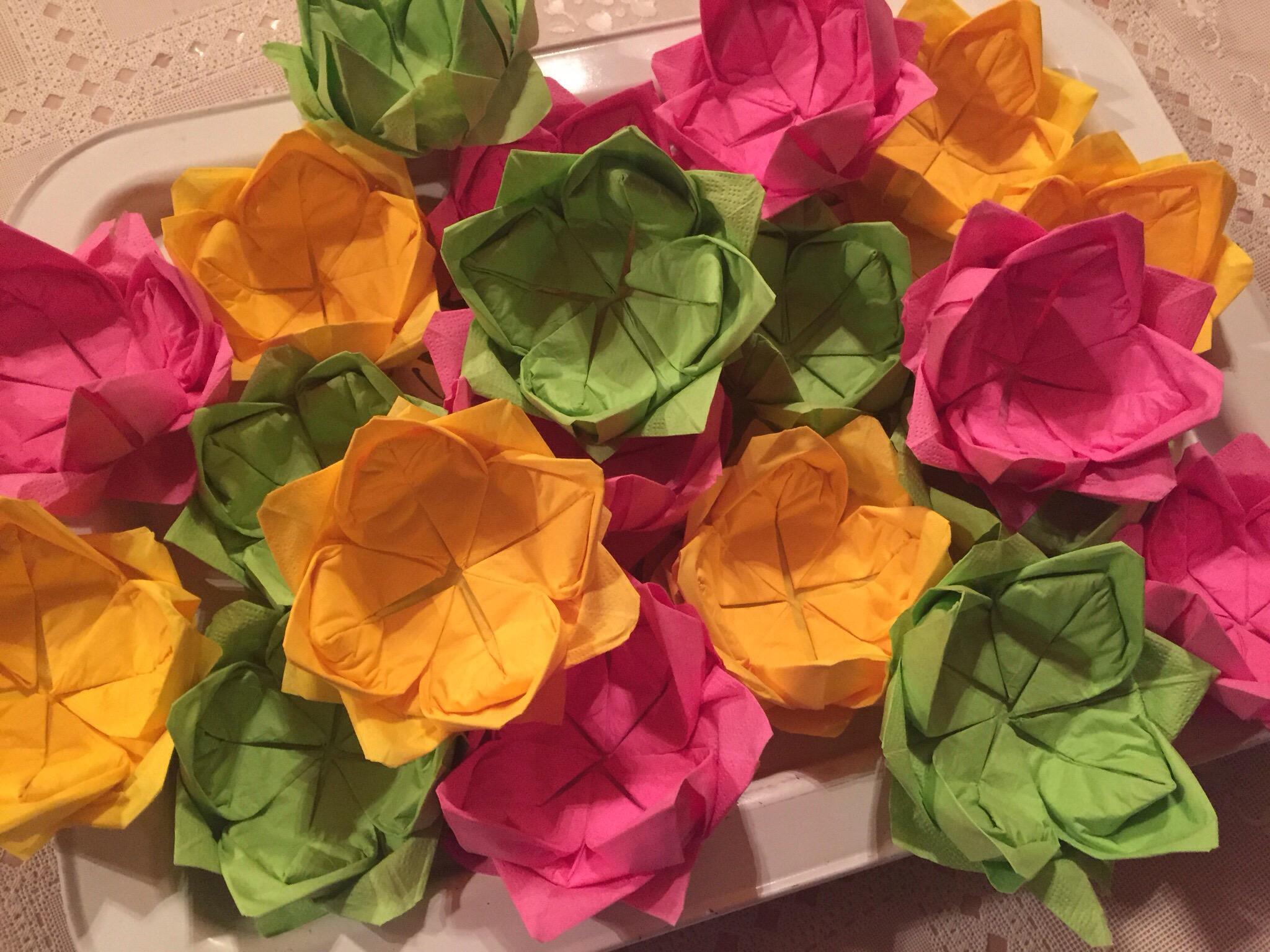 · fold the right and left edges . How To Fold Paper Napkins Into A Lotus Blossom Flower B C Guides