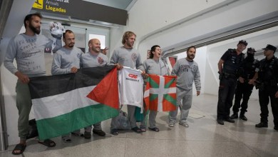 Four held after clashes at Spain airport as Gaza activists return Four held after clashes at Spain airport as Gaza activists return