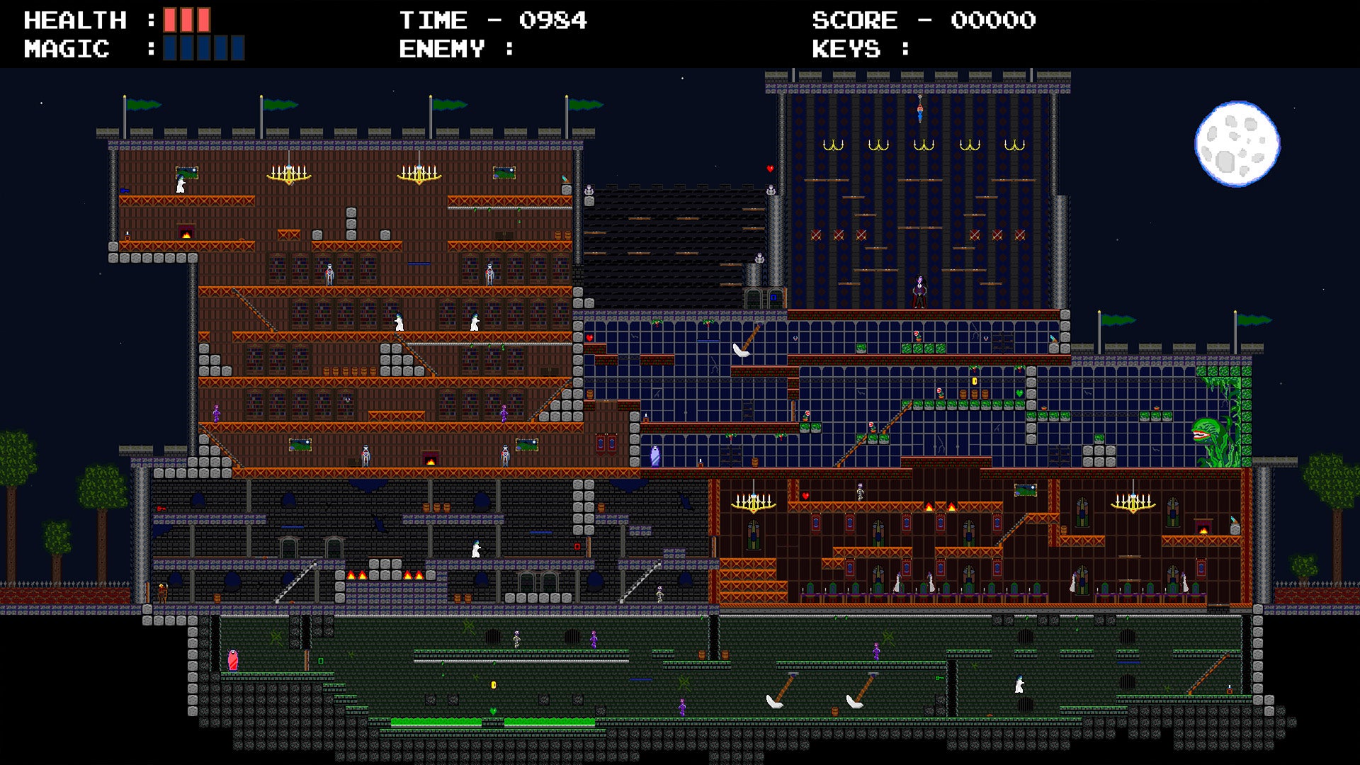 The wonderfully titled Schattenjäger is a bite-sized take on Castlevania where you can see the whole level at once