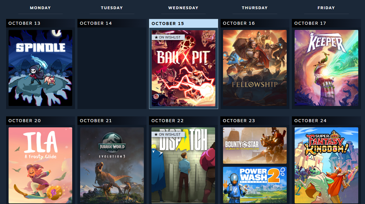 Steam is getting a new eight-week, daily refreshed calendar for recommendations and wishlisted games