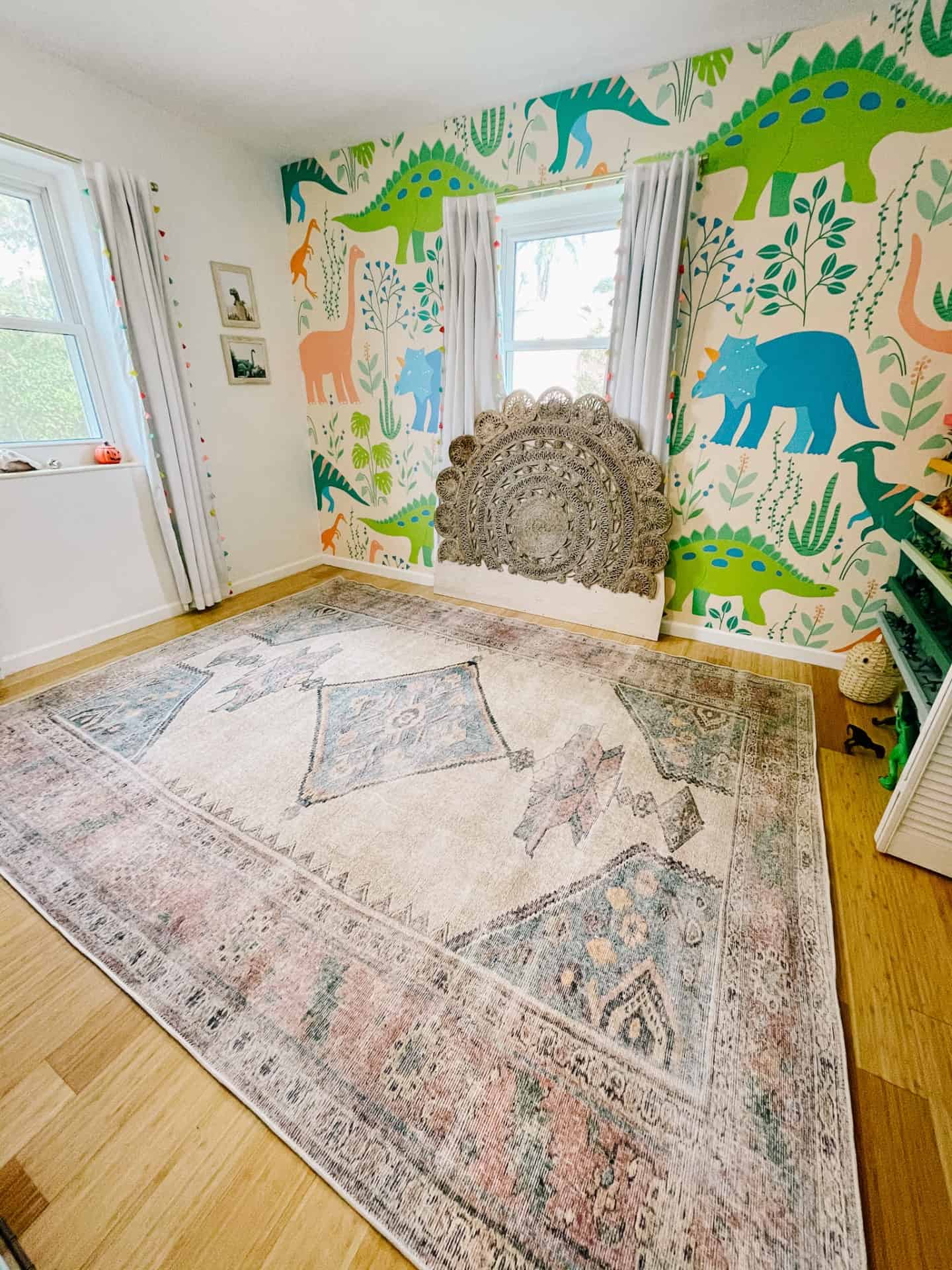 DIY Rug Headboard at home with Ashley