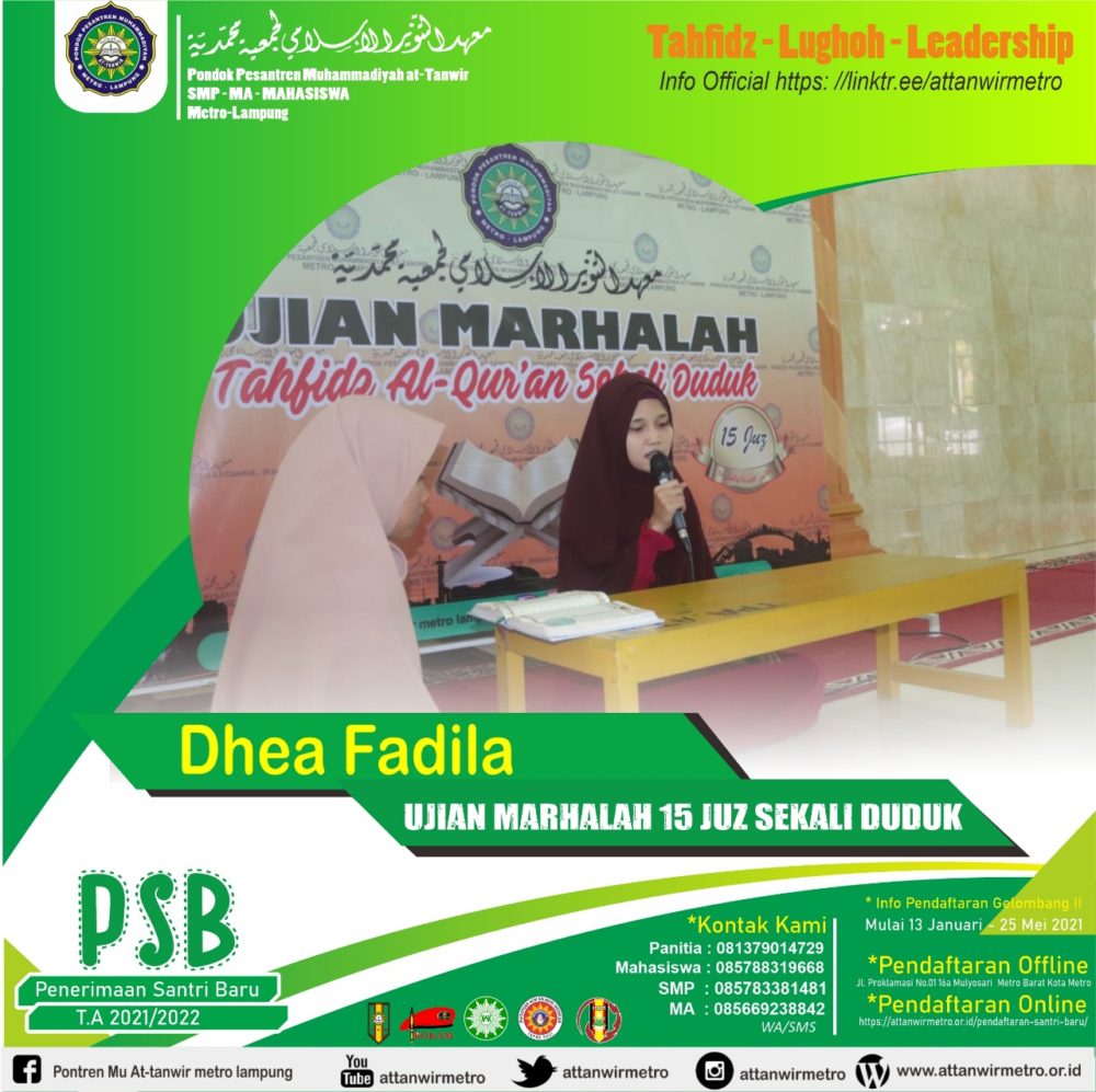 Ujian Marhalah Tahfidz Al Qur’an Sekali Duduk 15 Juz | Pondok Pesantren Mu At Tanwir Metro