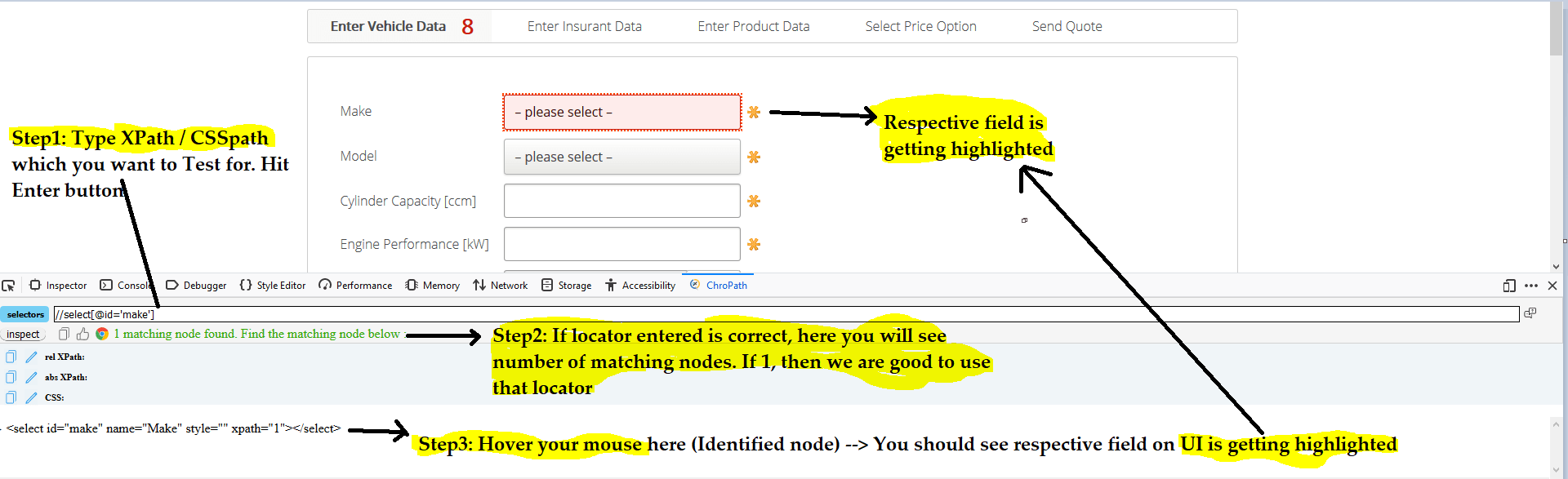 ChroPath Best plugin for Firefox and Chrome to get Xpath and CSSpath