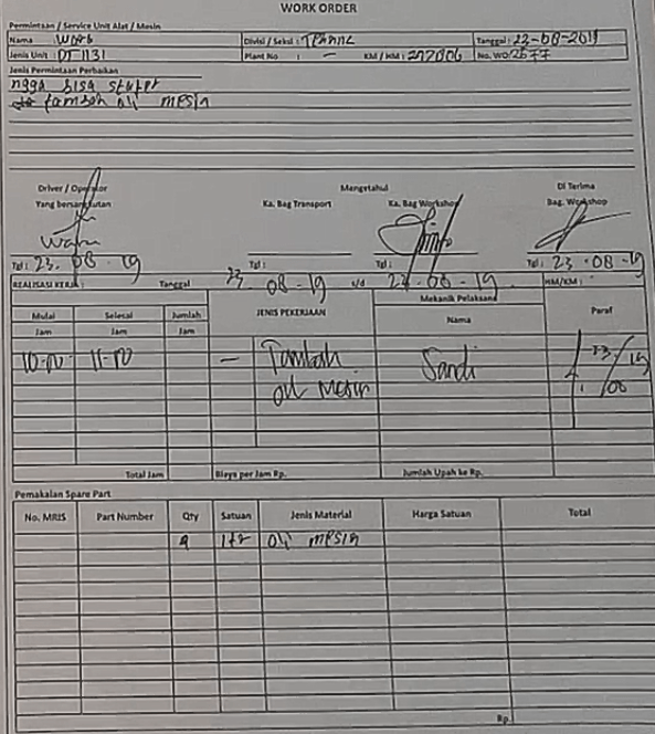 Pada bagan dibawah ini diperlihatkan salah satu contoh hubungan fungsi perencanaan. Form Work Order Maintenance Catatan Seorang Planter