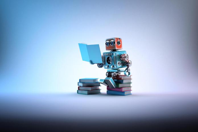 Robot reading book